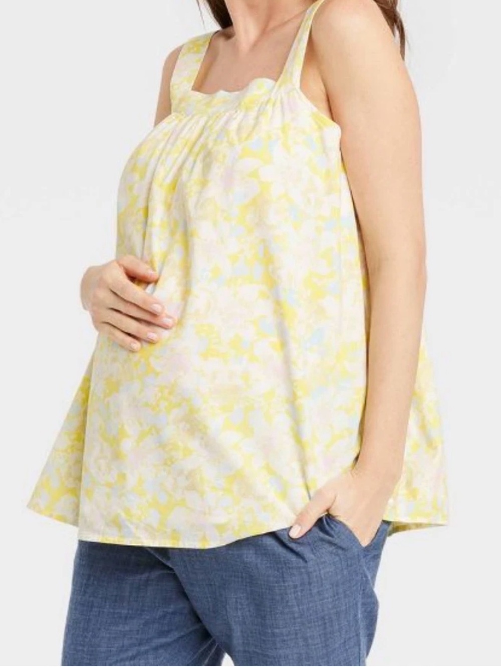 New The Nines by HATCH™ Cotton Maternity Tank Top Floral Sz S NWT